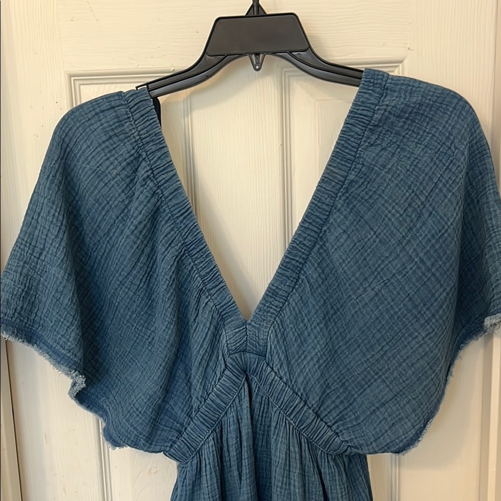 Blue V-Neck Dress- aerie